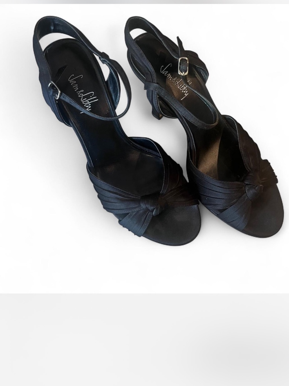 Vintage Sam & Libby  Black Satin Knotted Heels